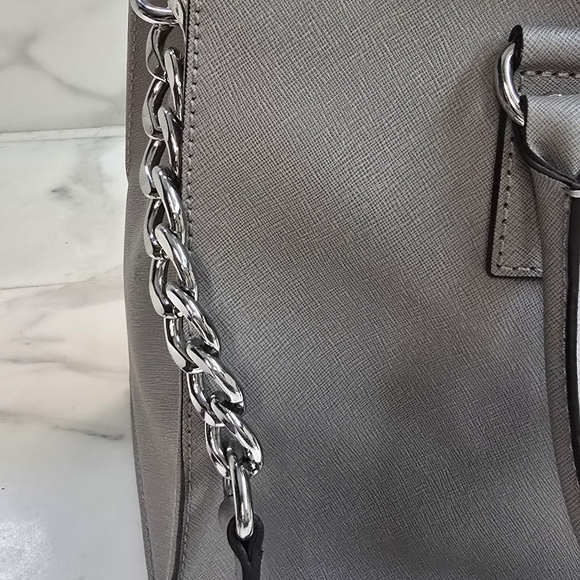 Michael Kors Gray Leather Shoulder Bag Tote - Picture 3 of 5